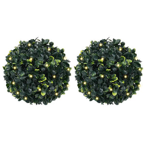 Vidaxl kunstbuxusballen met led-verlichting 2 st 22 cm groen