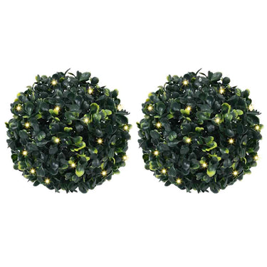 Vidaxl kunstbuxusballen met led-verlichting 2 st 22 cm groen