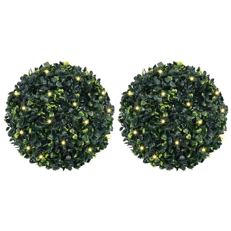 Load image into Gallery viewer, Vidaxl kunstbuxusballen met led-verlichting 2 st 45 cm groen
