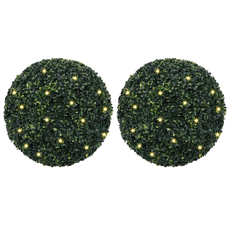 Load image into Gallery viewer, Vidaxl kunstbuxusballen met led-verlichting 2 st 52 cm groen
