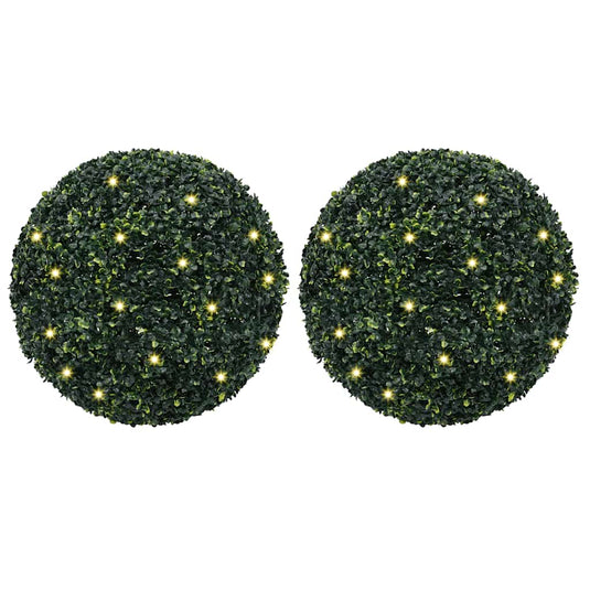 Vidaxl kunstbuxusballen met led-verlichting 2 st 52 cm groen