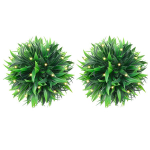 Vidaxl kunstbuxusballen met led-verlichting 2 st 20 cm groen