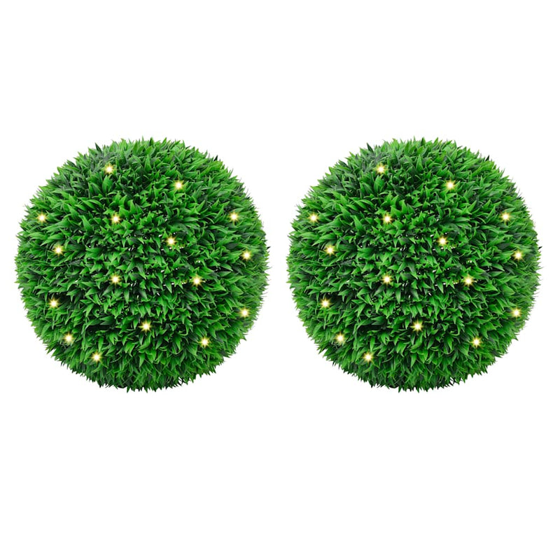 Load image into Gallery viewer, Vidaxl kunstbuxusballen met led-verlichting 2 st 55 cm groen
