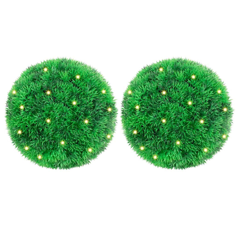 Load image into Gallery viewer, Vidaxl kunstbuxusballen met led-verlichting 2 st 22 cm groen
