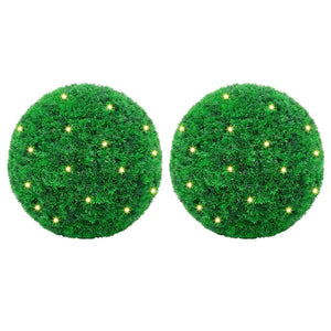 Vidaxl kunstbuxusballen met led-verlichting 2 st 27 cm groen