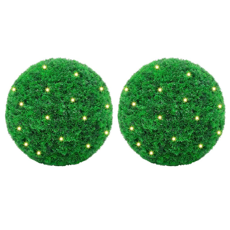 Load image into Gallery viewer, Vidaxl kunstbuxusballen met led-verlichting 2 st 27 cm groen
