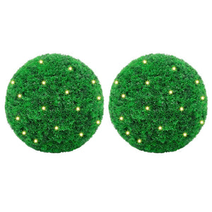 Vidaxl kunstbuxusballen met led-verlichting 2 st 35 cm groen