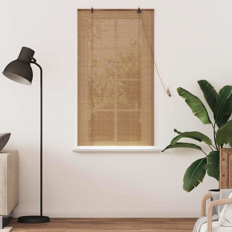 Load image into Gallery viewer, Vidaxl rolgordijn met gordijnen bruin 90 x 160 cm bamboe
