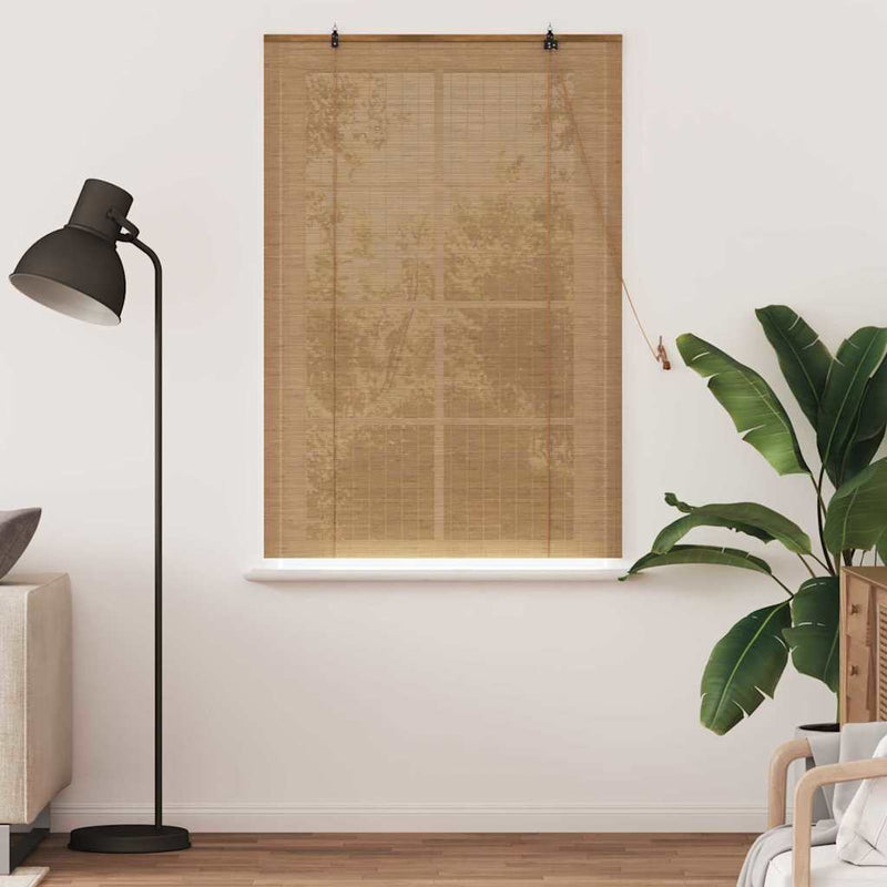 Load image into Gallery viewer, Vidaxl rolgordijn met gordijnen bruin 120 x 160 cm bamboe
