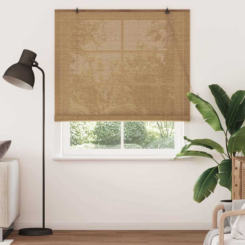 Load image into Gallery viewer, Vidaxl rolgordijn met gordijnen bruin 140 x 220 cm bamboe
