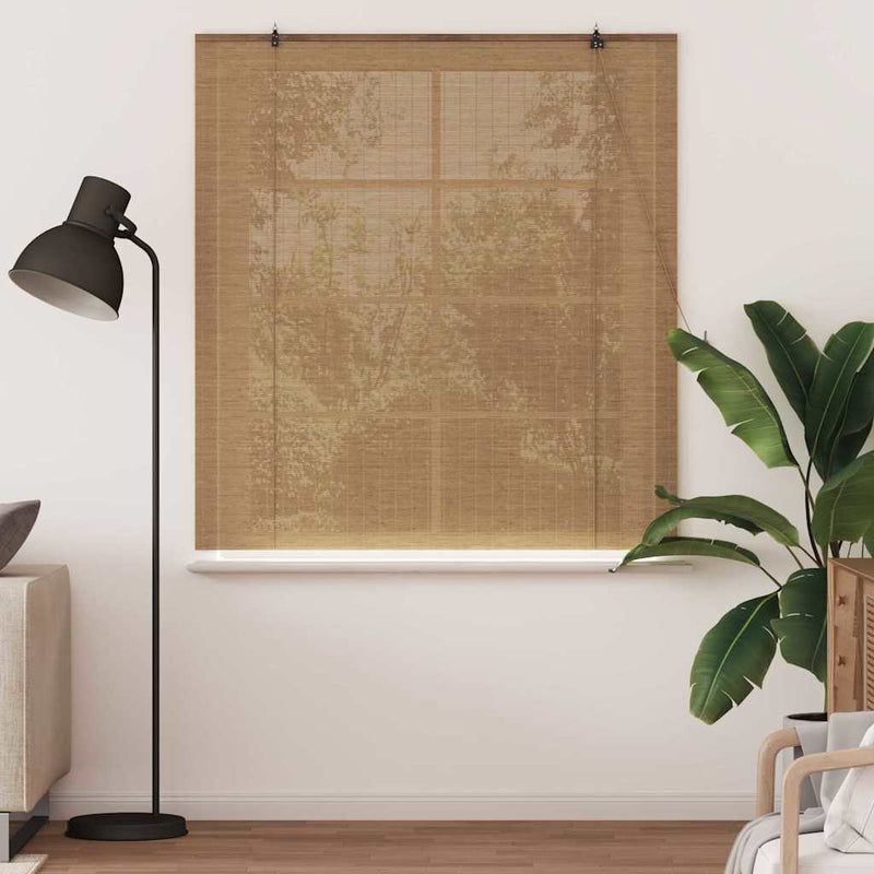 Load image into Gallery viewer, Vidaxl rolgordijn met gordijnen bruin 150 x 160 cm bamboe

