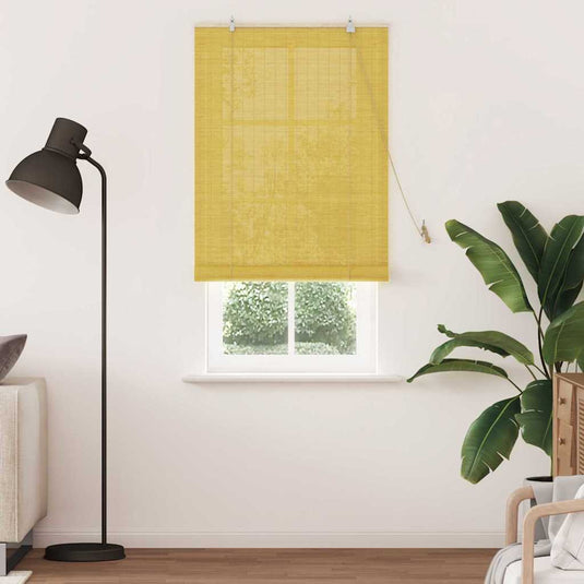Vidaxl rolgordijn met gordijnen geel 80 x 220 cm bamboe