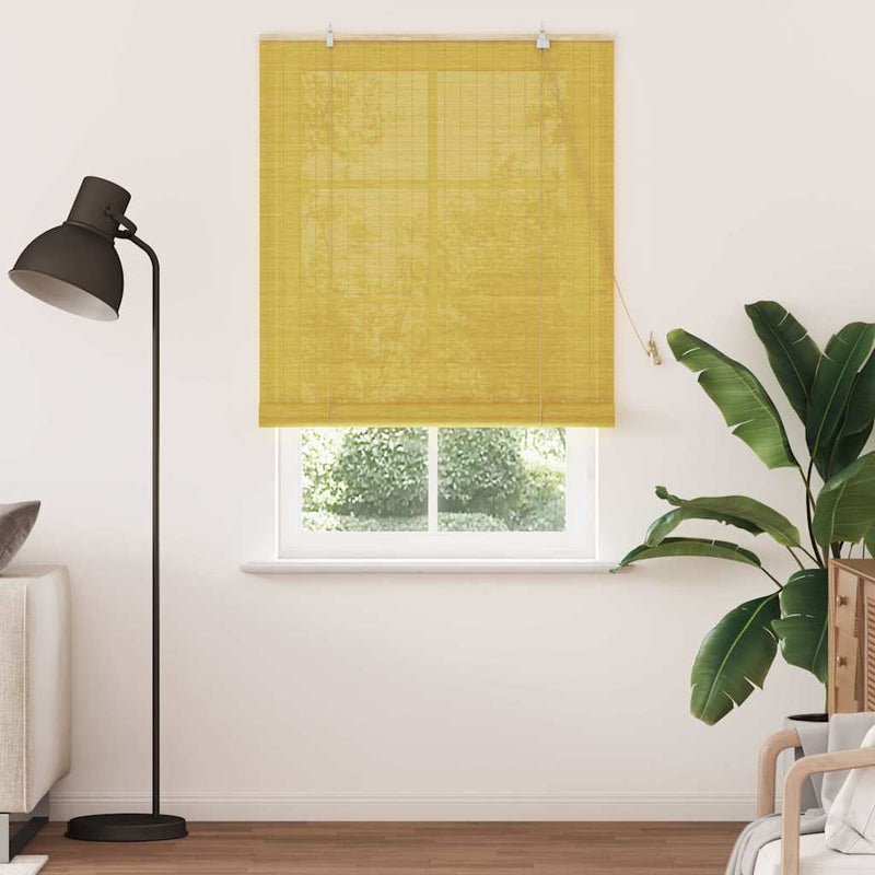 Load image into Gallery viewer, Vidaxl rolgordijn met gordijnen geel 100 x 220 cm bamboe
