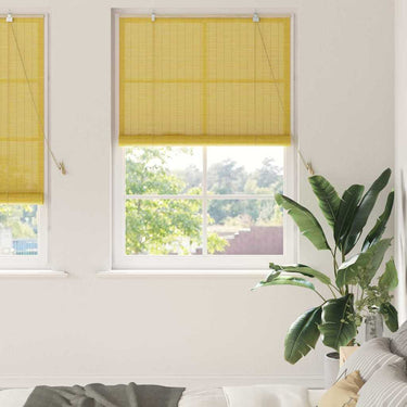 Vidaxl rolgordijn met gordijnen geel 110 x 220 cm bamboe