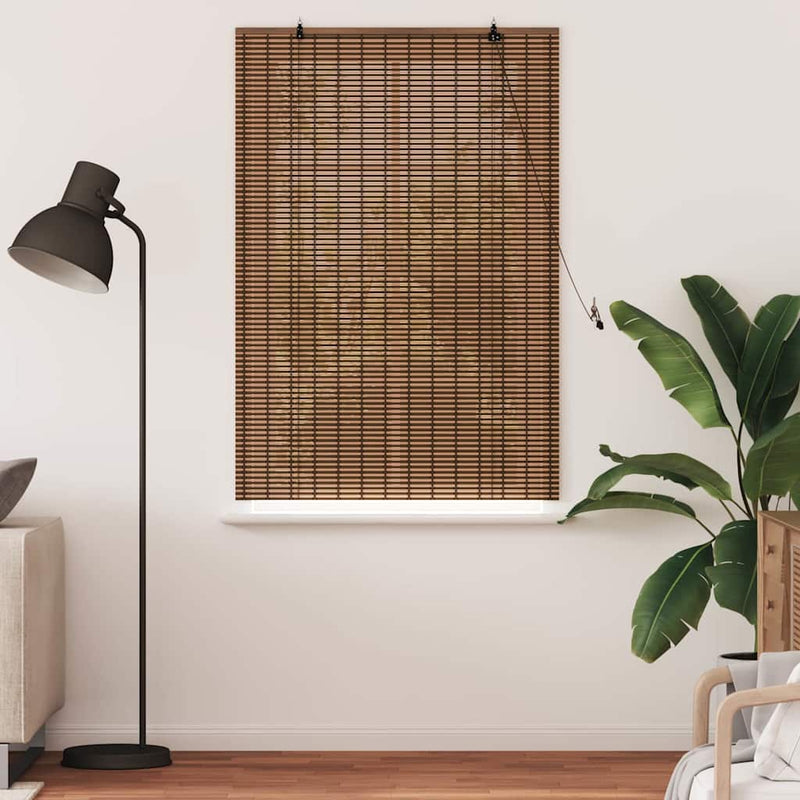 Load image into Gallery viewer, Vidaxl rolgordijn met gordijnen bruin 80 x 160 cm bamboe
