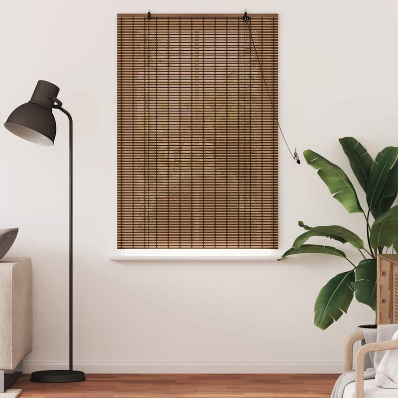 Load image into Gallery viewer, Vidaxl rolgordijn met gordijnen bruin 110 x 160 cm bamboe
