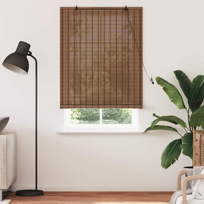 Load image into Gallery viewer, Vidaxl rolgordijn met gordijnen bruin 110 x 220 cm bamboe
