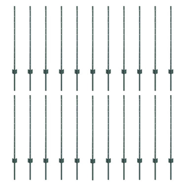 Vidaxl afrasteringspaal 22 pcs groen 140 cm staal