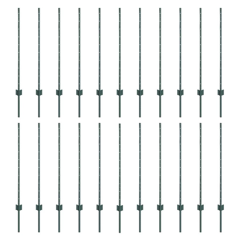 Load image into Gallery viewer, Vidaxl afrasteringspaal 22 pcs groen 140 cm staal
