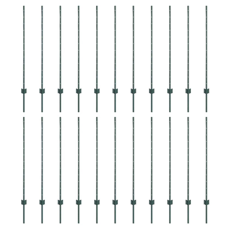 Load image into Gallery viewer, Vidaxl afrasteringspaal 22 pcs groen 160 cm staal
