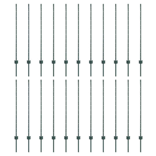 Vidaxl afrasteringspaal 22 pcs groen 160 cm staal