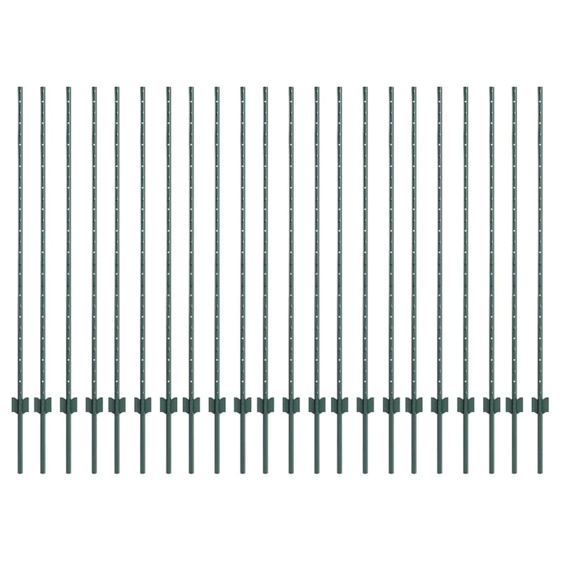 Load image into Gallery viewer, Vidaxl afrasteringspaal 22 pcs groen 180 cm staal
