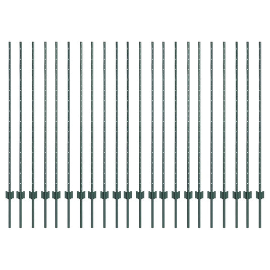 Vidaxl afrasteringspaal 22 pcs groen 180 cm staal