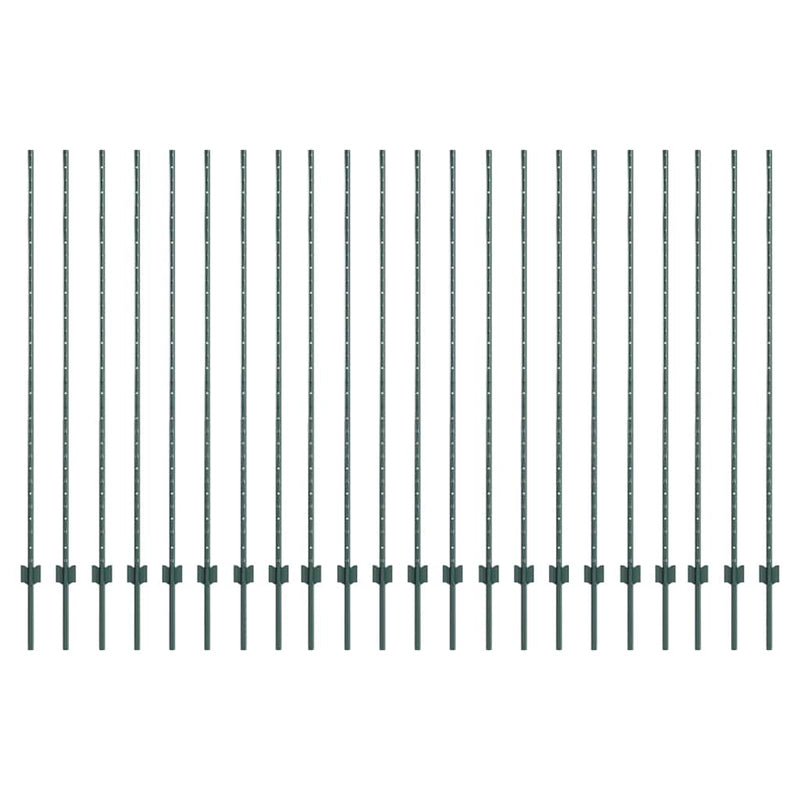 Load image into Gallery viewer, Vidaxl afrasteringspaal 22 pcs groen 200 cm staal
