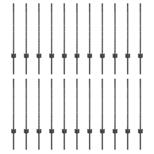 Vidaxl afrasteringspaal 22 pcs grijs 120 cm staal