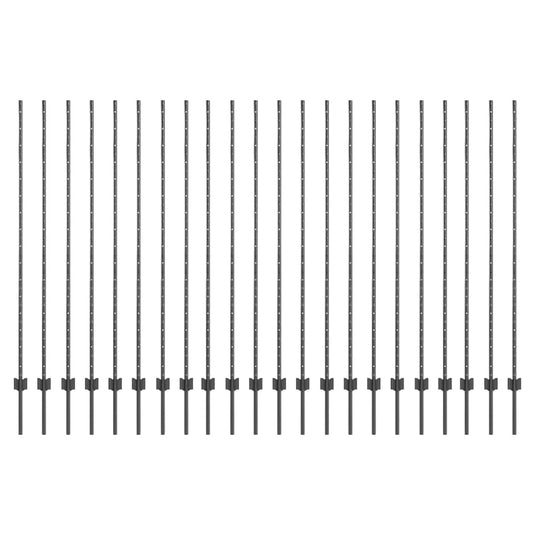 Vidaxl afrasteringspaal 22 pcs grijs 200 cm staal