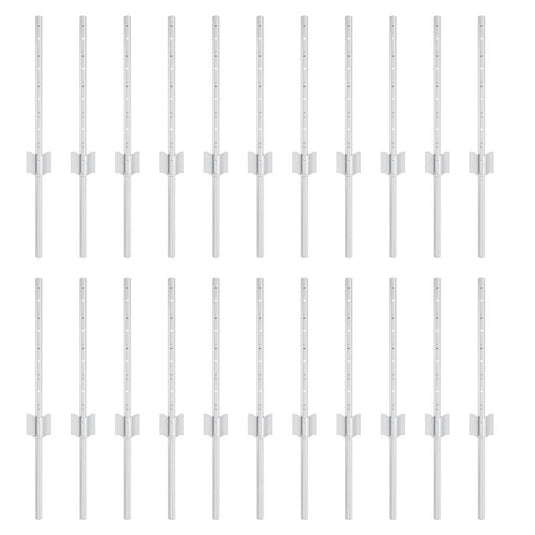 Vidaxl afrasteringspaal 22 pcs zilver 80 cm staal