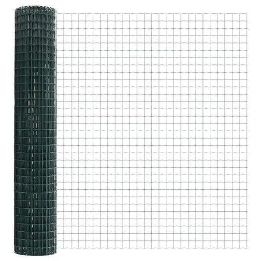 Vidaxl hek met paal groen 1,6 x 10 m staal en pvc