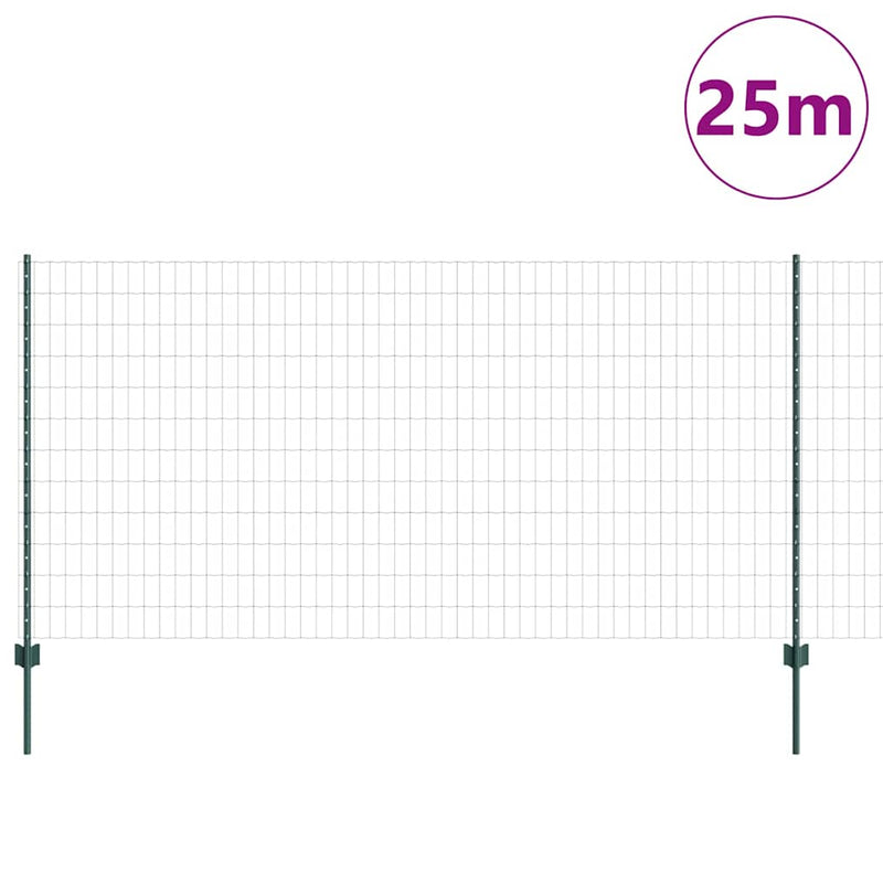 Load image into Gallery viewer, Vidaxl hek met paal groen 1,2 x 25 m staal en pvc
