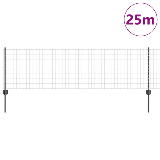 Vidaxl hek met paal grijs 0,6 x 25 m staal en pvc