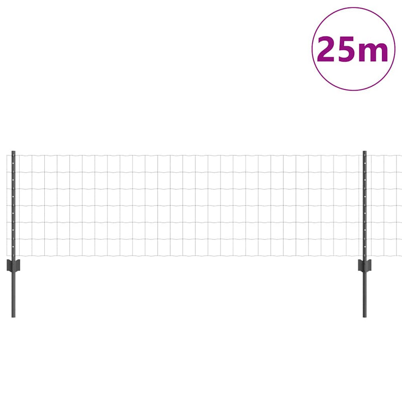 Load image into Gallery viewer, Vidaxl hek met paal grijs 0,6 x 25 m staal en pvc
