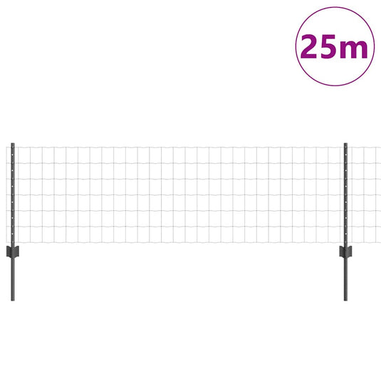 Vidaxl hek met paal grijs 0,6 x 25 m staal en pvc