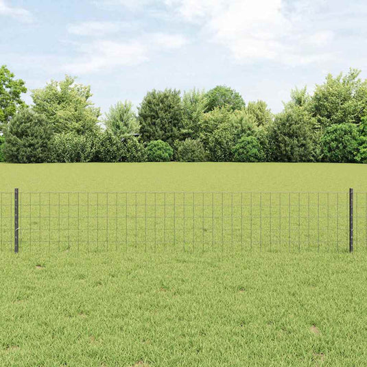 Vidaxl hek met paal grijs 0,4 x 10 m staal en pvc