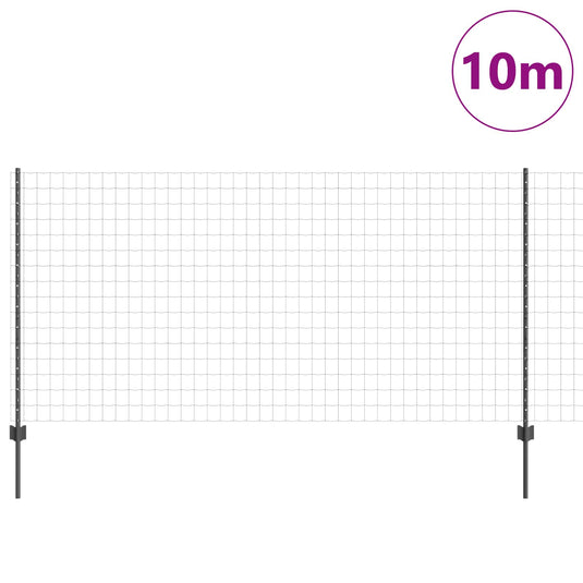 Vidaxl hek met paal grijs 1,2 x 10 m staal