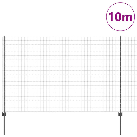 Vidaxl hek met paal grijs 1,5 x 10 m staal