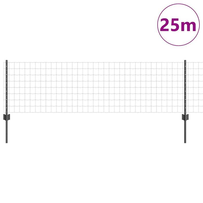 Load image into Gallery viewer, Vidaxl hek met paal grijs 0,6 x 25 m staal en pvc
