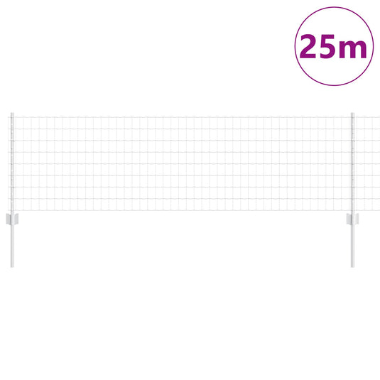 Vidaxl hek met paal zilver 0,6 x 25 m staal