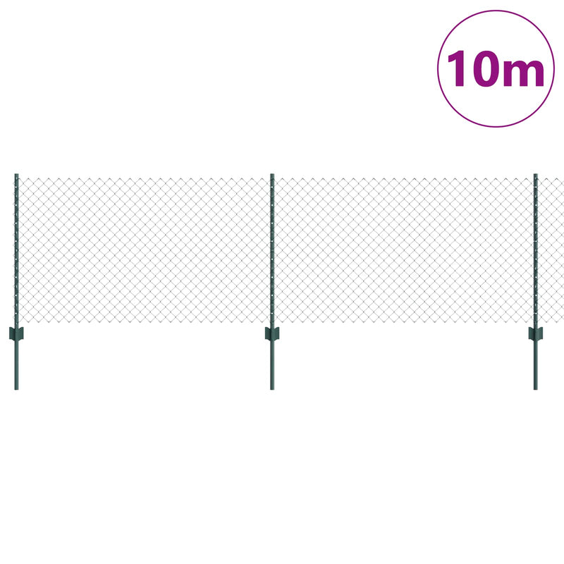 Load image into Gallery viewer, Vidaxl hek met paal groen 0,8 x 10 m staal en pvc
