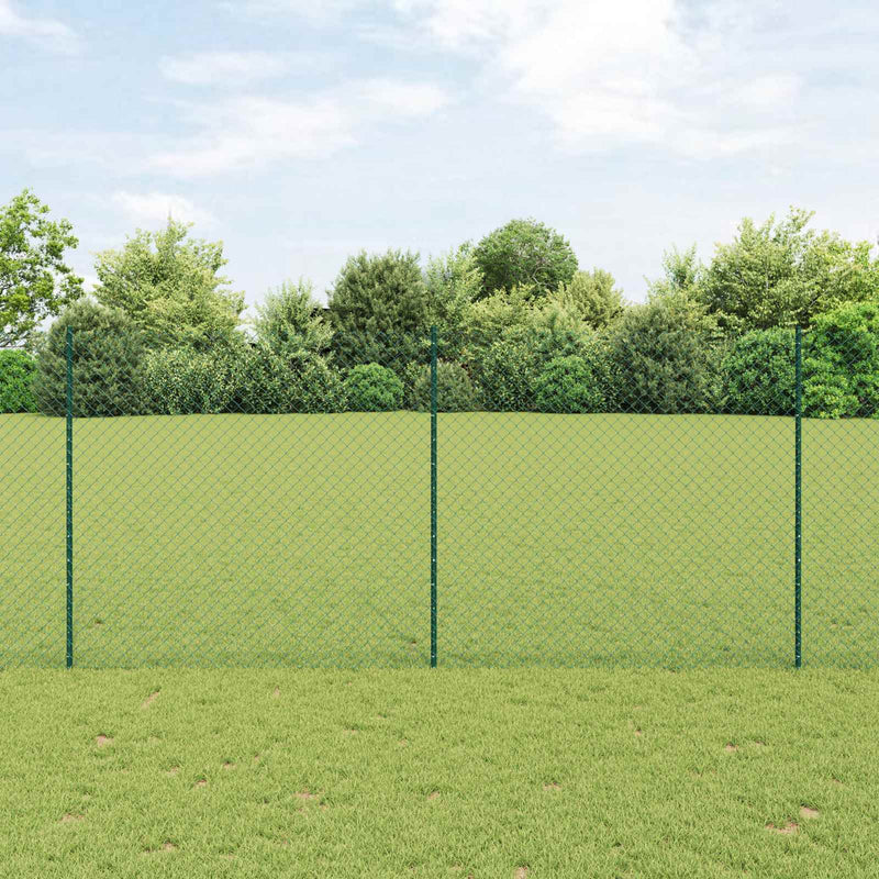 Load image into Gallery viewer, Vidaxl hek met paal groen 1,4 x 10 m staal en pvc
