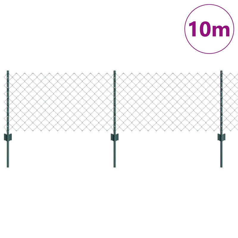 Load image into Gallery viewer, Vidaxl hek met paal groen 0,6 x 10 m staal en pvc
