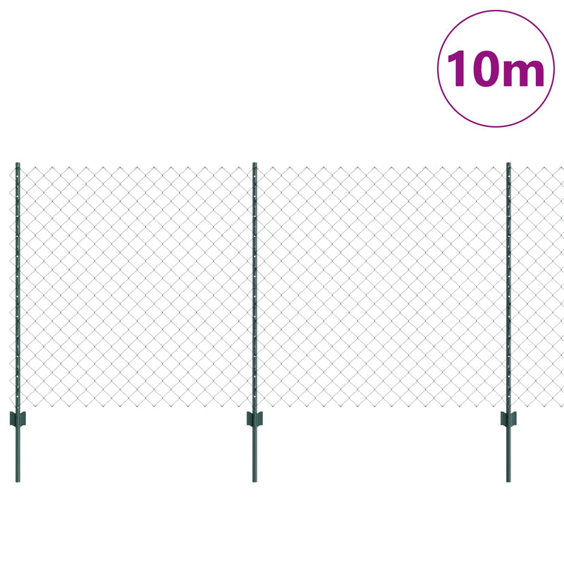 Load image into Gallery viewer, Vidaxl hek met paal groen 1,2 x 10 m staal en pvc
