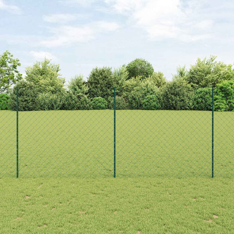 Load image into Gallery viewer, Vidaxl hek met paal groen 1,4 x 10 m staal en pvc
