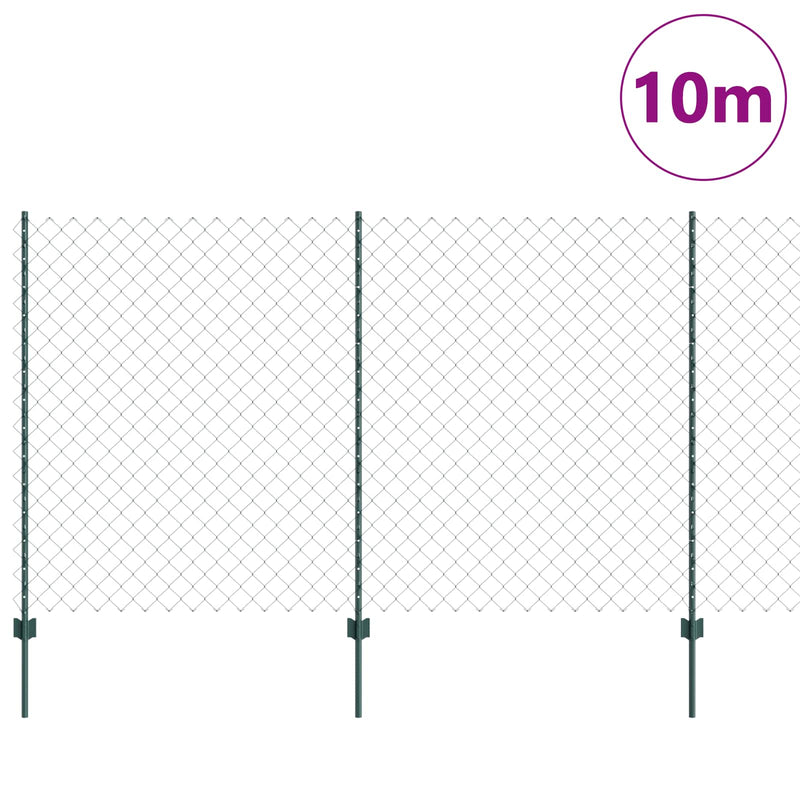 Load image into Gallery viewer, Vidaxl hek met paal groen 1,4 x 10 m staal en pvc
