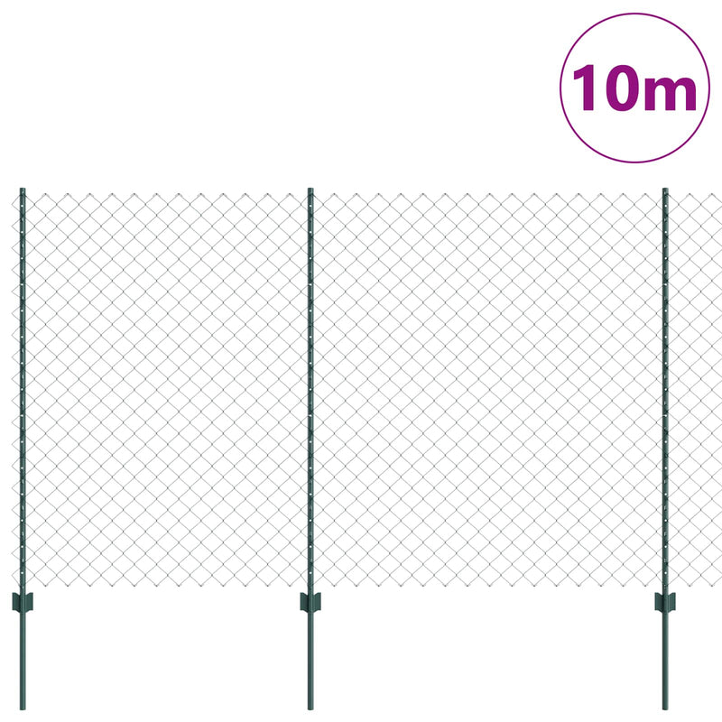 Load image into Gallery viewer, Vidaxl hek met paal groen 1,6 x 10 m staal en pvc
