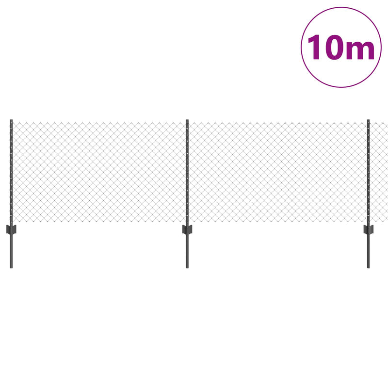 Load image into Gallery viewer, Vidaxl hek met paal grijs 0,8 x 10 m staal en pvc
