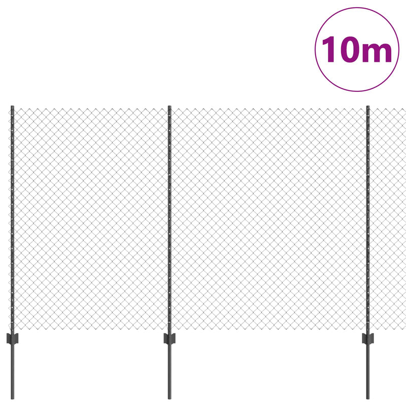 Load image into Gallery viewer, Vidaxl hek met paal grijs 1,5 x 10 m staal en pvc
